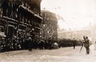 View: p01540 Pinstone Street during the royal visit of George and Mary, Prince and Princess of Wales (later King George V and Queen Mary) to open new buildings at the University of Sheffield