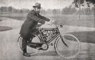 View: p01572 Advertisement on bicycle 'Use Merrills patent ices and custard powder'  