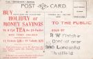 View: p01589 Advertising postcard for tea sold by R. W. Fletcher, confectioners, No. 360 London Road