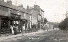 View: p01669 Burgon and Co., grocers (No. 392) and George Memmott, fish and game dealer, (No. 390) Fulwood Road