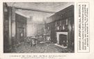 View: p01694 Advertising postcard for Johnson and Appleyards Ltd., cabinet makers and upholsterers, Leopold Street and Fargate showing a corner of the smoke room of the Sheffield Conservative Club