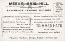 View: p01816 Advertising postcard for Meeke, milliners, No. 45 Snig Hill