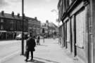 Shops on London Road at the junction with (left) Queens Road showing (l. to r.) No. 415 G. H. Howe, butchers, No. 417 Greetings card shop and No. 421 Yorkshire Bank Ltd.,1970s                          