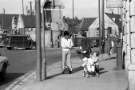 Junction of (left) London Road and (right) Queens Road, showing (centre) Lowfield Primary School [1970s]