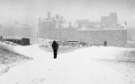 Snow on Park Square roundabout, 1970s