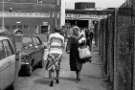 Pond Street looking towards junction of (left) Bakers Hill and the rear of Barclays Bank, 1970s