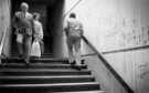 Staircase to subway from Arundel Gate to Pond Street beside Top Rank, nightclub, c.1970s