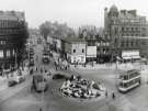 Town Hall Square showing (left) Leopold Street, (centre) the Goodwin Fountain and (right) Fargate