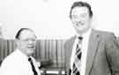 View: s46142 Brian Sexton (left) and Mr. Michael Hudson (right), librarians in the Book Stocks and Cataloguing Department,, Central Library, Surrey Street