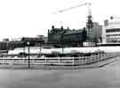 View: s46308 Construction of the Sheaf Market from Wharf Street showing (right) the rear entrance of F. W. Woolworth and Co. Ltd., department store