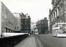 View: s46324 Buses on Commercial Street showing (right) Canada House (the old Sheffield Gas Company offices) and (left) Barclays Bank