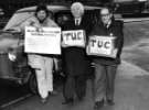 View: s46795 National petition by health service workers arriving at the Midland Station showing (l. to r.) Councillor Roger Barton, Councillor William (Bill) Owen and Ken Curren