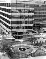 Construction of Fountain Precinct offices, Balm Green showing (foreground) City Hall Gardens, also known as Balm Green Gardens, (funded by J.G. Graves)