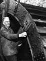 Humphrey Nowill, retired engineer, restoring a waterwheel, Abbeydale Industrial Hamlet