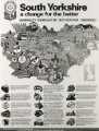 South Yorkshire County Council (SYCC). Promotional poster 'South Yorkshire: a change for the better, Barnsley, Doncaster, Rotherham [and] Sheffield'