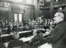 Inaugural meeting of South Yorkshire County Council (SYCC), Barnsley, showing (right) Sir Ron Ironmonger