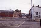 View: sypte00563 South Yorkshire Passenger Transport Executive (SYPTE). Supertram at the junction of Glossop Road and Upper Hanover Street showing (centre left) Somme Barracks and (right) MEPS (Europe) Ltd., steel market analysis providers, No. 263 Glossop Road