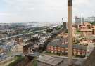 Duke Street (foreground) from Park Hill Flats showing (bottom) Sheffield City District Heating, (centre) Parkway Supertram bridge and (right) Bard Street and Hyde Park Flats