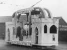 Decorated tram car celebrating the royal visit of their majesties King George VI and Queen Elizabeth