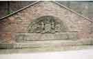 View: t11420 Kelham Island Museum showing carved sculpture from the Queens Road Tramway Depot, now demolished