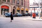 View: t11837 St. James Row from Church Street showing (l. to r.) No. 1 Henry Spencer and Sons, estate agents; Automobile Association and Eadon Lockwood and Riddle, estate agents, No. 2 St. James Street