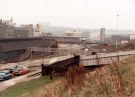 View: t11883 View from Granville Street showing (left) former premises of George Senior and Sons Ltd., steel manufacturers, Ponds Forge, Sheaf Street and (centre) the Sheaf Market