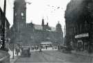 View: t11926 Leopold Street looking towards Town Hall Square and the Town Hall showing (right) Nos. 66 - 70 Wilson Peck Ltd., Beethoven House, music warehouse