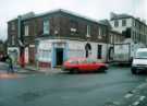 View: t12023 Nibblers sandwich bar, No. 140 Charles Street and junction with (foreground) Arundel Street