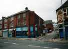 View: t12061 Shops on Allen Street showing (centre) Autopaint International, car painters and sprayers at (right) the corner of Copper Street