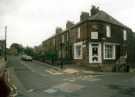 View: t12080 Pete's Picture Shop, picture framers and frame makers, No. 2 Yew Lane at the junction with (right) St. Mary's Lane