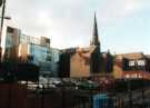 View: t12146 Backfields looking towards Carver Street and showing the spire of St. Matthew C. of E. Church, Carver Street