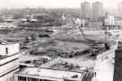 View: t12438 Moorfoot from roof of John Atkinson Ltd., showing (centre) construction of Manpower Services Commission and (top right) Lansdowne Flats