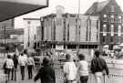 View: t12463 View from High Street of junction with Commercial Street and Fitzalan Square showing (left) Barclays Bank, No. 14 Commercial Street, (centre) construction of Nos. 1 and 3 Fitzalan Square and No. 5 Bell Hotel