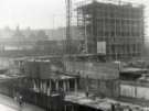 View: t14691 Park Hill Redevelopment Area, Part 1: [Park Hill Flats construction]. Block A and boiler house showing (top left) Park Hill School