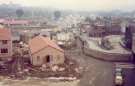 View from Aizlewood Road of construction of new housing on Dalton Court showing (left foreground) Dalton Court meeting room, Sellers Street and (back centre) Kiln Street