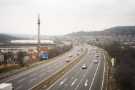 M1 motorway at Meadowhall (after junction 34) looking north showing (centre right) Kimberworth