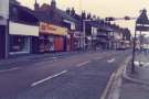 Shops on London Road, Heeley Bottom showing (left) No. 502 W. Yeomans (Chesterfield) Ltd., army clothing store and the traffic tidal flow system