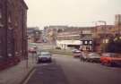 Hawley Street looking towards Broad Lane roundabout showing (top left) Garden Street and (centre) Hallamshire Motor Company Ltd., car dealers, Tenter Street