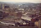 View from The City Plaza offices looking over Netherthorpe showing (foreground) Hallamshire Motor Co. Ltd., car dealers, Broad Lane and (top left) Kelvin Flats and St. Vincent RC Church, Solly Street