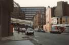 Campo Lane looking towards (centre) Townhead Street and (right) Hawley Street showing Bon Voyage, travel agents, No. 9 Hawley Street