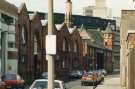 Leadmill Road showing (left) former Leadmill Road bus depot, early 1990s