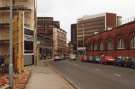 Shoreham Street looking towards (left) No. 50 Red Tape Studios, (centre) Dyson House and (right) Leadmill Road transport depot