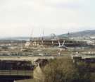 Construction of Meadowhall Shopping Centre as seen from Tinsley Viaduct