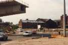 Construction of Supertram bridge, Park Square showing (back) the Canal Basin