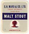 View: t16124 Beer label for Malt Stout, [brewed by] S. H. Ward and Co. Ltd., Sheaf Brewery, No. 129 Ecclesall Road