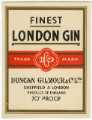 Beer label for Finest London Gin, [distilled by] Duncan Gilmour and Co. Ltd., Sheffield and London