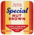 Beer label for Special Nut Brown [brewed by] Hope and Anchor Breweries Ltd., Brewery, Clay Wheels Lane, Wadsley Bridge (latterly Bass Charrington (North) Ltd.)