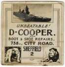 Advertisement for D. Cooper, boot and shoe repairer, No. 738a City Road, Sheffield