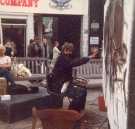 Paul Waplington, artist, Fargate during National Arts Day, early 1980s