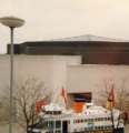 Model of an Isle of Man Steam Packet [Company] ferry outside the Crucible Theatre, Tudor Square 